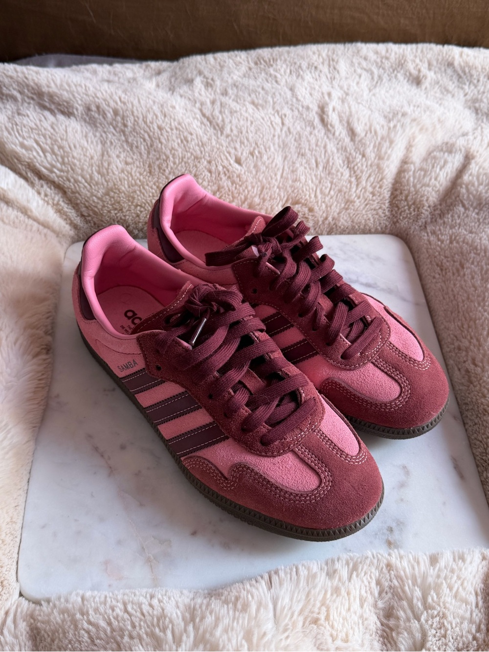 ADIDAS Samba OG in Pink and Burgundy Suede